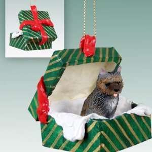    Cairn Terrier Green Gift Box Dog Ornament   Brindle