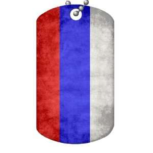 Russian Flag Dog Tag and Chain