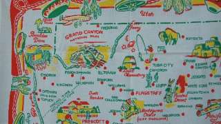 VIBRANT ARIZONA Vintage State Tablecloth  