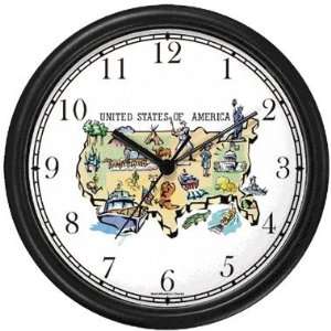  (US) with Icons   American Theme Wall Clock by WatchBuddy Timepieces 