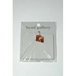  Bead Gallery Amber Cubic Zirconia Faceted Square Pendant 