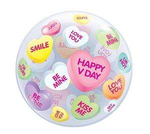 22 VALENTINES DAY CONVERSATION HEARTS BUBBLE PARTY BALLOON  
