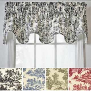 Victoria Park Scallop Valance Curtain Classic Toile Red Pattern 100% 