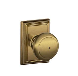   F40AND609ADD Antique Brass Privacy Andover Door Knobset with the