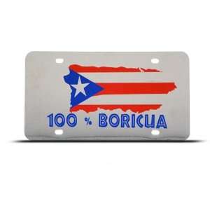 Boricua Puerto Rico Metal Mirror Finish Stainless Steel License Plate 