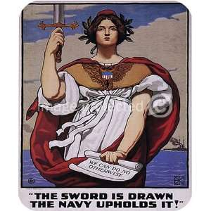 Sword Is Drawn Navy Upholds It WW1 US Vintage MOUSE PAD 
