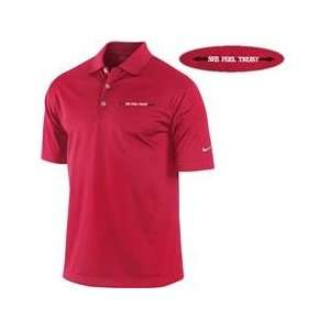 Nike Dri Fit Solid Linear See Feel Trust Logo Polo   University Red 