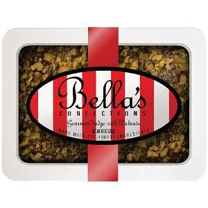 Bellas Confections Classic Chocolate Fudge with Walnuts With Red 
