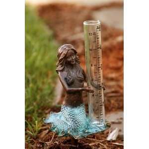  Brass Mermaid Stake with Rain Gauge Patio, Lawn & Garden