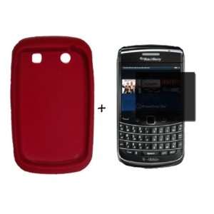  BLACKBERRY BOLD 9700 RED SILICONE SKIN CASE *PLUS* PRIVACY 