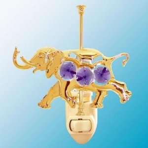  24k Gold Carousel Elephant Night Light   Purple Swarovski 
