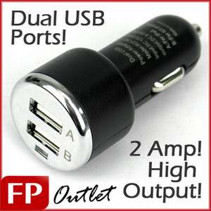 Dual USB 2 Ports Car Cigarette Lighter Plug Charger 5V DC 2Amp 2000mA 