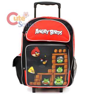Angry Birds 3D School Roller Backpack 16 Large Rolling Luggage Bag 