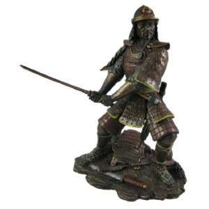    Bronzed Finish Battle Samurai Warrior Statue