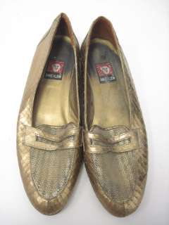ANNE KLEIN Gold Faux Snakeskin Leather Loafers Flats 7  