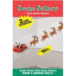  Santa and His Reindeer 65in Scene Setters 2ct