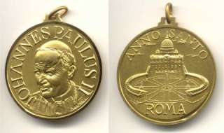 Medaglia Papa Giovanni Paolo II Anno Santo profilo dorata fronte 