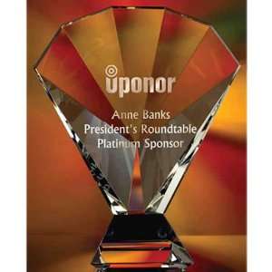   Large   Glass faceted luminescent fan design award.