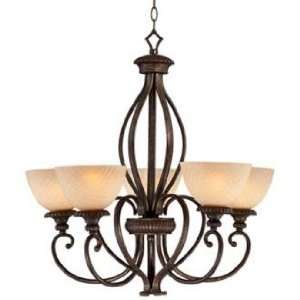  5 Light Iron and Scavo Glass Chandelier