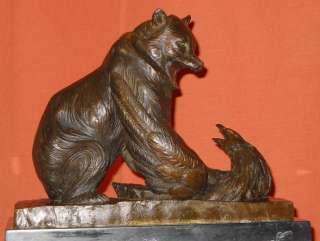 Signed Wildlife Solid Bronze Statue Sculpture Grizzly Black Bear Eagle 