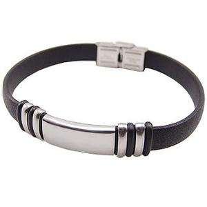Unisex Stainless Steel Rubber Bangle Bracelet 8.9 SB01  