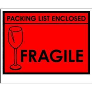  4 1/2 x 5 1/2 Red Packing List Enclosed   Fragile 