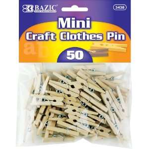  Bazic Mini Clothespins, Natural, 50 per Pack (Case of 24 