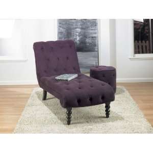  Ava Tufted Chaise Lounge in Purple Velvet Patio, Lawn 
