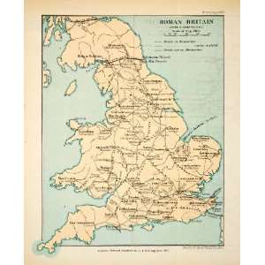  1902 Photolithographed Map Roman Britain Historic Silva 
