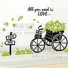 diy removable bike and flowers vinyl room wall sticker art