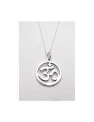 Om Necklace Sterling Silver Yoga Sanskrit Symbol Charm