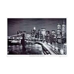  NY Manhattan Night Poster