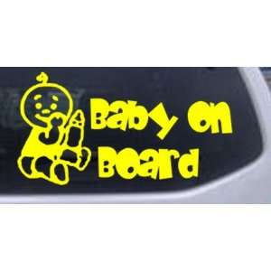 Yellow 26in X 13.6in    Baby On Board (Boy) Car Window Wall Laptop 
