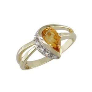    Damour   size 11.75 14K Gold Citrine & Diamond Ring Jewelry