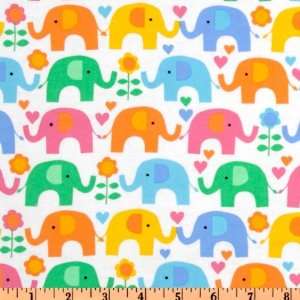   Kidz Flannel Elephant Multi Fabric By The Yard Arts, Crafts & Sewing