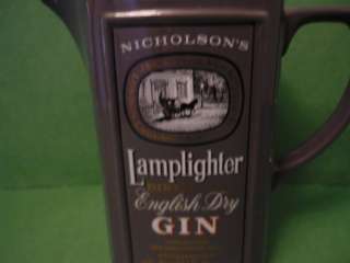 Advertising Lamplighter Gin Nicholsons Distillers Pottery Jug Pitcher 