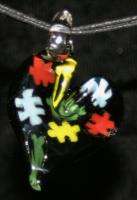 AUTISM SPEAKS autism awareness puzzle glass pendant bead by joe 