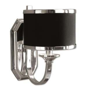 Inch Tuxedo Wall Sconce Lighting Fixture Silver Plated Metal w/Black 