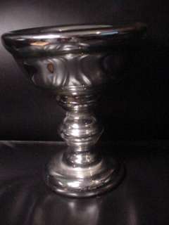 HAND BLOWN MERCURY GLASS COMPOTE TWOS COMPANY  