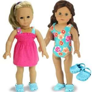   Doll Bathing Suit, Fuchsia Terry Doll Dress & Doll shoes Toys & Games
