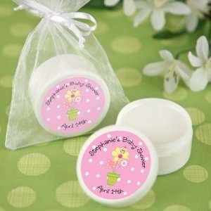   Girl is Blooming Caucasian   Personalized Lip Balm Baby Shower Favors