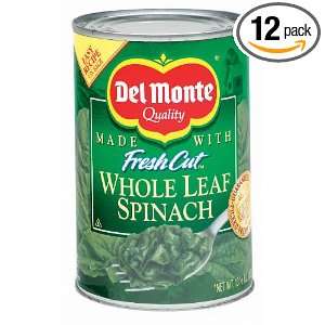 Del Monte Whole Leaf Spinach, 13.5 Ounce Cans (Pack of 12)  