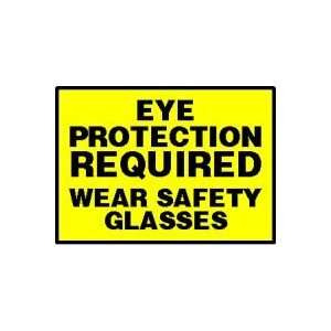 Labels EYE PROTECTION REQUIRED WEAR SAFETY GLASSES Adhesive Dura Vinyl 