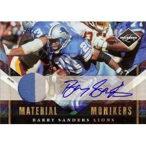  10 Panini BARRY SANDERS Limited Monikers Patch Auto /15 