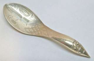   HAIDA Northwest Indian RAVEN Artisan Etched Sterling Spoon   1950s