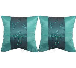Set2 Turquoise Silk Decorative Pillow Covers Floral 16  