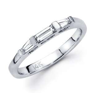 Diamond Wedding Band 14k White Gold Ring Bar Tapered Baguette 1/2 CT 
