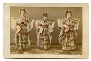 Geisha Girls in Kimono, Japan, hand Col. Photo 1900s  