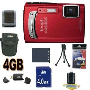Olympus TG 310 14 MP Digital Camera (Red) (228060) 4GB SDHC Accessory 