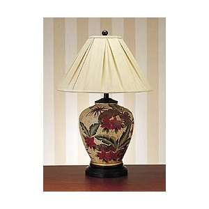 Hand Painted Porcelain Deco Rose Table Lamp (Cream) (29H x 19W x 19 